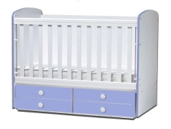 Бебешка кошара Деси 60/120 бял+син - Img 1