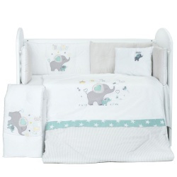 Бебешки спален комплект Бродерия Слонче Бебе Мента Ластик Цип Comfort Line