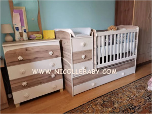 БЕБЕШКО ОБЗАВЕЖДАНЕ С ТРАНСФОРМИРАЩА СЕ КОШАРКА НИА СЕВЕРЕН ДЪБ+БЯЛ И СКРИН СЕВЕРЕН ДЪБ+БЯЛ