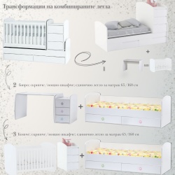 Обзавеждане с кошара Съни, скрин Съни, Гардероб Съни в цвят Бял+Сив - Img 5