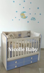 Бебешка кошара Деси 60/120 бял+син