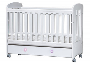 Бебешка кошара Клео 60/120 подвижна решетка бяла