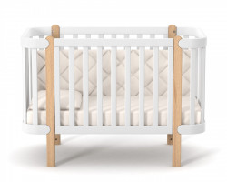 Бебешка кошара Монако БЯЛО/БУК + Колелца - Img 6