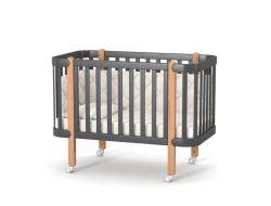 Бебешка кошара Монако ГРАФИТ/ДЪРВО + Колелца - Img 6