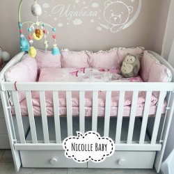 Бебешка кошара Тони 60/120 с подвижна решетка бяло - Img 3