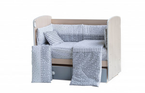 Бебешки спален комплект Дуо Сиви Звезди