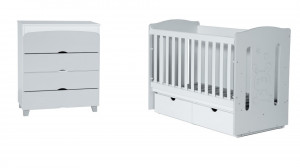 ОБЗАВЕЖДАНЕ С КОШАРА ОТ МДФ РЕДО СИВO с БЯЛО И СКРИН МДФ