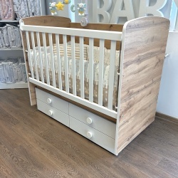 Бебешка кошара Деси 60/120 дъб вотан+бял - Img 4