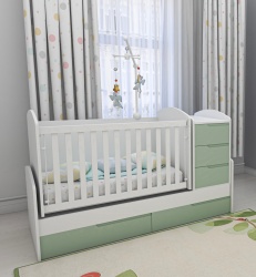 Бебешка кошара Съни Бял+Зелен - Img 4