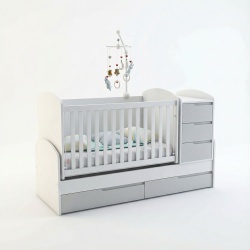 Бебешка кошара Съни Бял+Сив