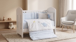 Бебешки спален комплект Бродерия Слон балон син на бели точки Ластик Цип Comfort Line - Img 5