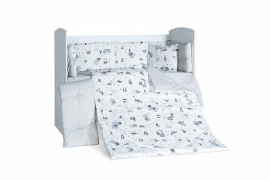 Бебешки спален комплект ЗОО БУКВИ СИВ