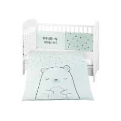 Бебешки спален комплект 60/120 Bear with me Mint - олекотена+плик+половин обиколник
