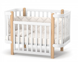 Бебешка кошара Монако БЯЛО/БУК + Колелца - Img 1