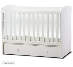 Бебешка кошара Тони 60/120 с подвижна решетка бяло - Img 2