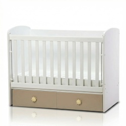 Бебешка кошара Тони 60/120 с подвижна решетка бял+капучино