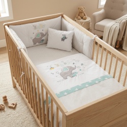 Бебешки спален комплект Бродерия Слонче Бебе Мента Ластик Цип Comfort Line - Img 2