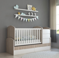 БЕБЕШКА КОШАРА СЪНИ и СКРИН СЪНИ цвят Северен Дъб + Бял - Img 2