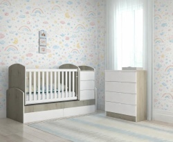 БЕБЕШКА КОШАРА СЪНИ и СКРИН СЪНИ цвят Скандинавски Дъб+Бял