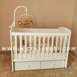 Бебешка кошара Тони 60/120 с подвижна решетка бяло - Img 4