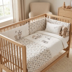 Бебешки спален комплект Бродерия Индианец сив Ластик Цип Comfort Line - Img 3