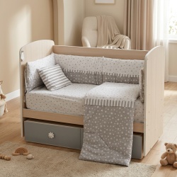 Бебешки спален комплект Дуо Сиви Звезди Ластик Цип Comfort Line - Img 2