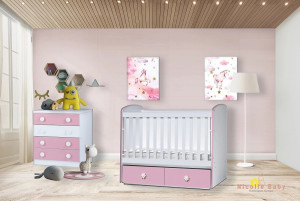 КОШАРА ТОНИ С ПОДВИЖНА РЕШЕТКА И СКРИН ГЕРИ БЯЛ+РОЗОВ