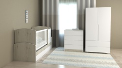 Обзавеждане с кошара Съни, скрин Съни, Гардероб Съни в цвят Скандинавски Дъб+Бял - Img 2