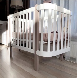 Бебешка кошара БЯЛО/КАПУЧИНО + Колелца - Img 9