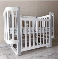 Бебешка кошара Монако БЯЛО/СИВО + Колелца - Img 9