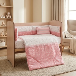 Бебешки спален комплект Дуо Розови Звезди Ластик Цип Comfort Line