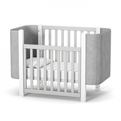 Бебешко креватче Монако ВЕЛУР БЯЛ - СИВ - Img 1