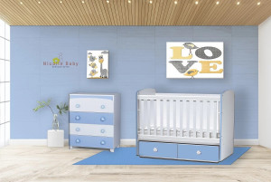 КОШАРА ТОНИ С ПОДВИЖНА РЕШЕТКА БЯЛ+СИН И СКРИН ЛИВИО БЯЛ+СИН