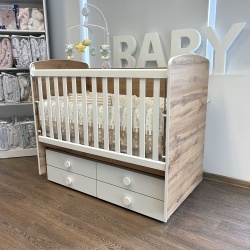 Бебешка кошара Деси 60/120 дъб вотан+бял - Img 2