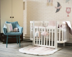 Бебешка кошара Монако БЯЛО/СИВО + Колелца - Img 10