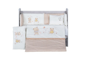 Бебешки спален комплект Бродерия Мечета в парка с бели точки