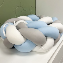 Плетен обиколник 240см Синьо/Сиво/Бяло