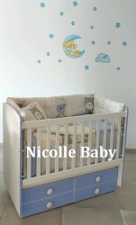 Бебешка кошара Деси 60/120 бял+син - Img 2