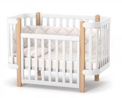 Бебешка кошара Монако БЯЛО/КАПУЧИНО + Колелца - Img 2