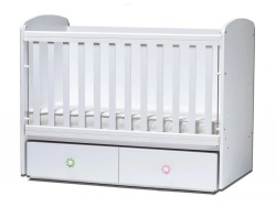 Бебешка кошара Тони 60/120 с подвижна решетка бяло