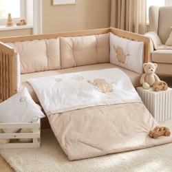 Бебешки спален комплект Бродерия Слон балон точки капучино Ластик Цип Comfort Line