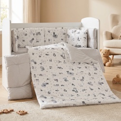 Бебешки спален комплект ЗОО БУКВИ СИВ Ластик Цип Comfort Line