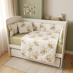Бебешки спален комплект Моето Зайче със зелено Ластик Цип Comfort Line - Img 2