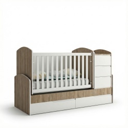 Обзавеждане с кошара Съни, скрин Съни, Гардероб Съни в цвят Северен дъб+бял - Img 3