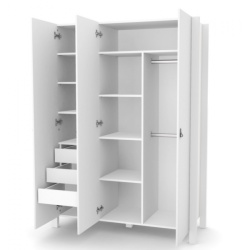 Трикрилен гардероб Монако БЯЛ- БЯЛ 1310 - Img 2