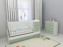 БЕБЕШКА КОШАРА СЪНИ и СКРИН СЪНИ цвят Бял+Зелен