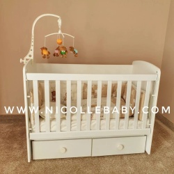 Бебешка кошара Тони 60/120 с подвижна решетка бяло - Img 5