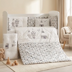 Бебешки спален комплект Бродерия Индианец сив Ластик Цип Comfort Line