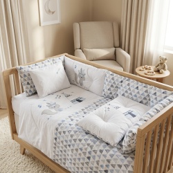 Бебешки спален комплект Бродерия Индианец син Ластик Цип Comfort Line - Img 2