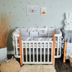 Бебешки спален комплект VERES Smiling animals white-grey